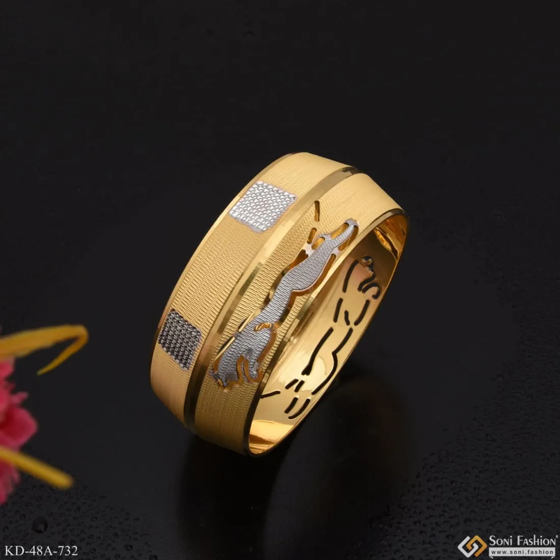 1 Gram Gold Forming Jaguar Attention-Getting Design Kada for Men - Style A732