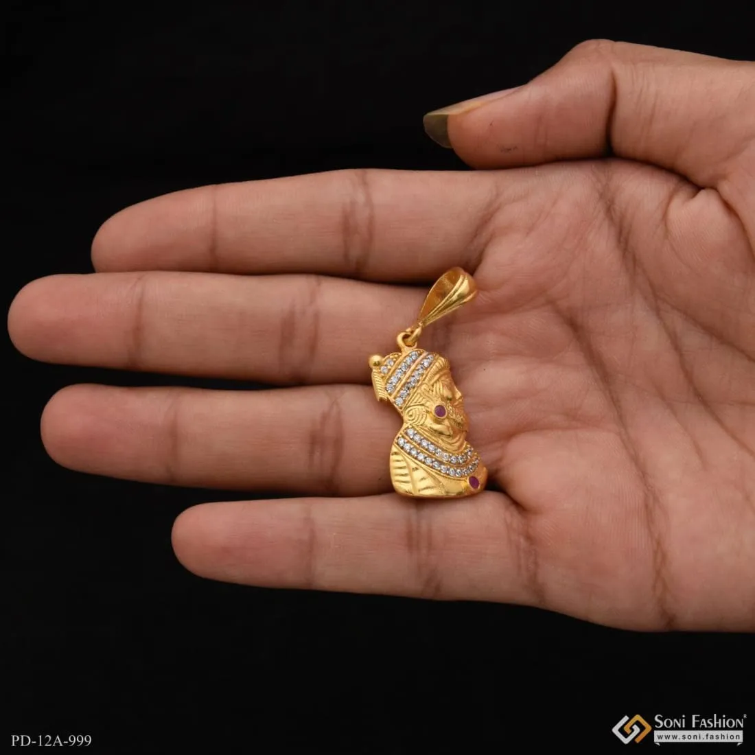 1 Gram Gold Forming Shivaji With Diamond Best Quality Pendant For Men - Style A999