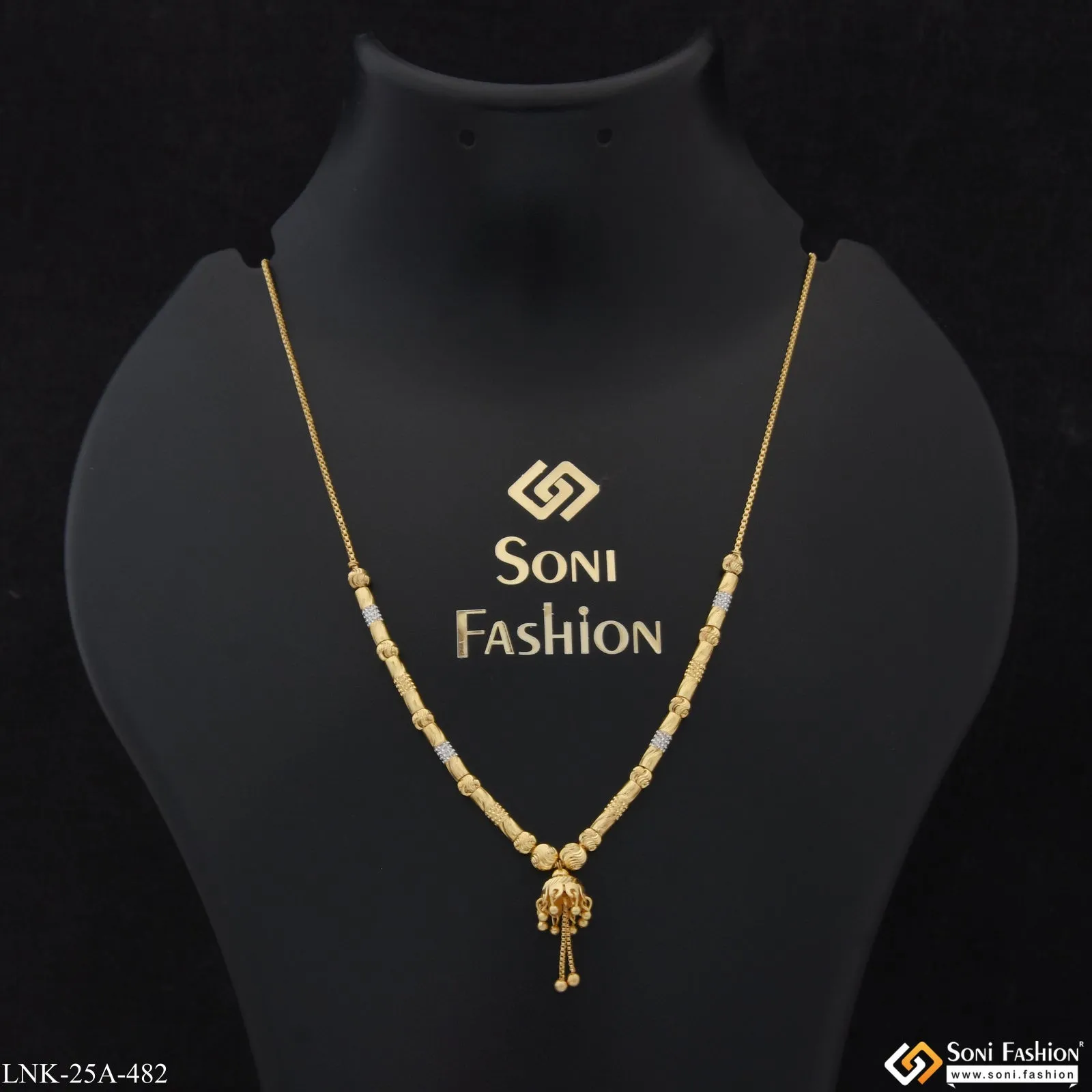 1 Gram Gold Plated Eye-Catching Design Gold Plated Necklace for Lady - Style A482