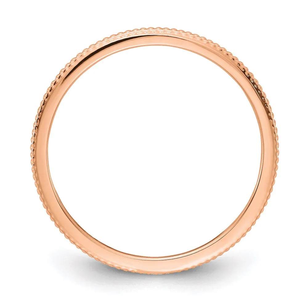 10K Rose Gold 1.2mm Bead Stackable Band | 1STK18-120R