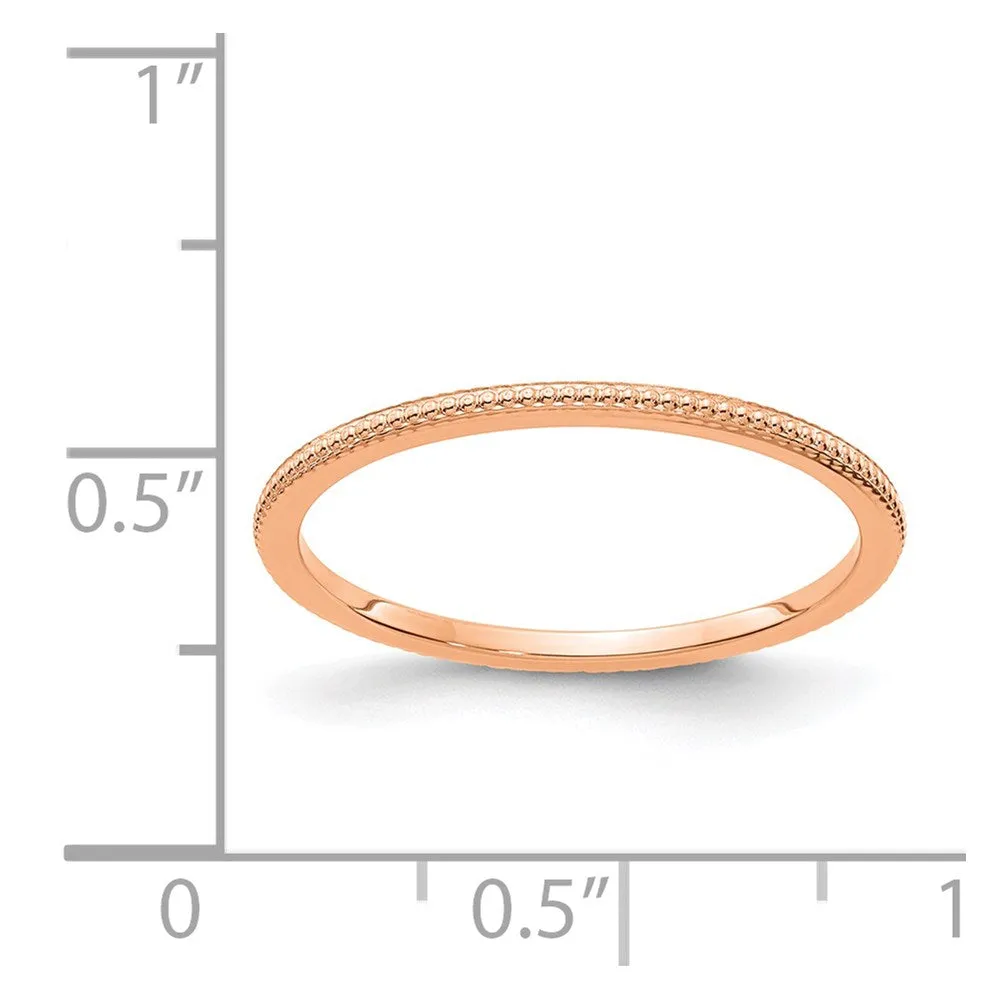 10K Rose Gold 1.2mm Bead Stackable Band | 1STK18-120R