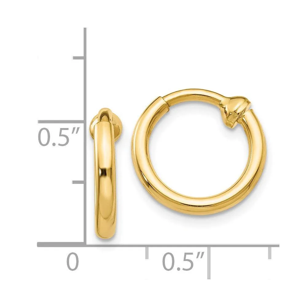 14k Non-Pierced Hoop Earrings