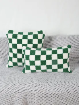 1pc Checkered Pattern Fluffy Cushion Cover Without Filler