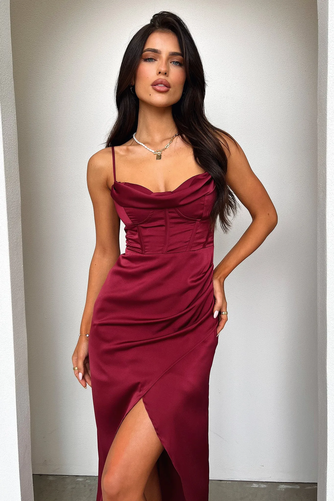 Aiana Dress - Burgundy