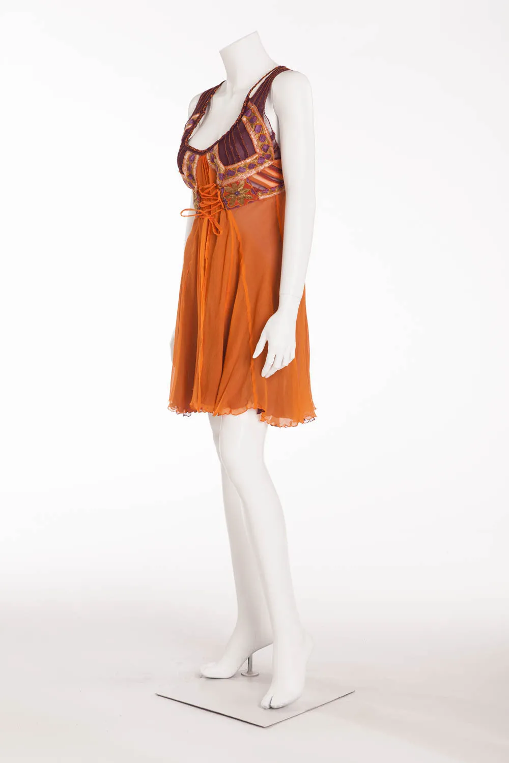 Alberta Ferretti - Orange Chiffon Sleeveless Dress - IT 40