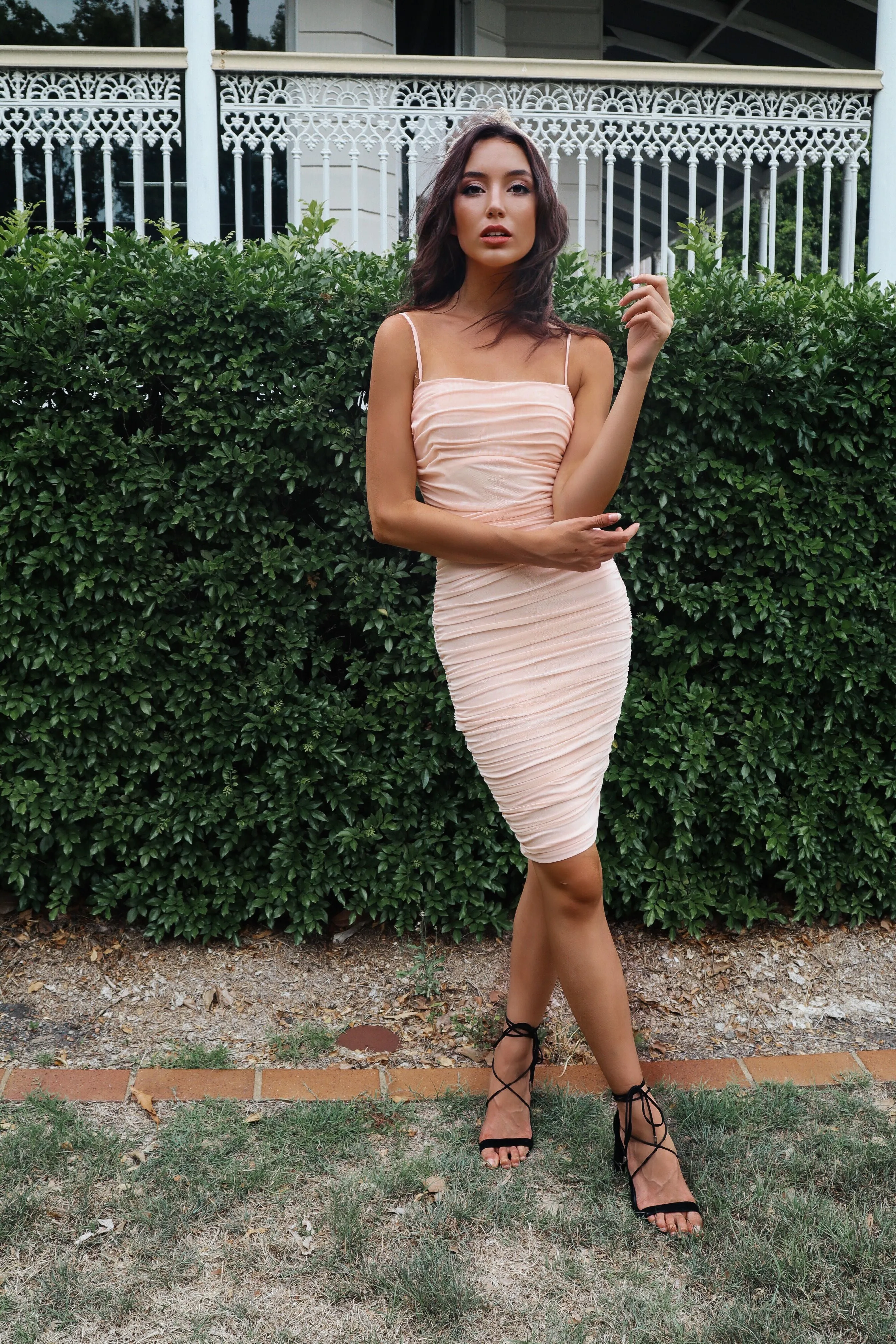 Alexia Bodycon Midi Dress - Salmon Pink