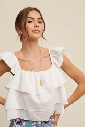 All Over Ruffle Square Neck Blouse Top