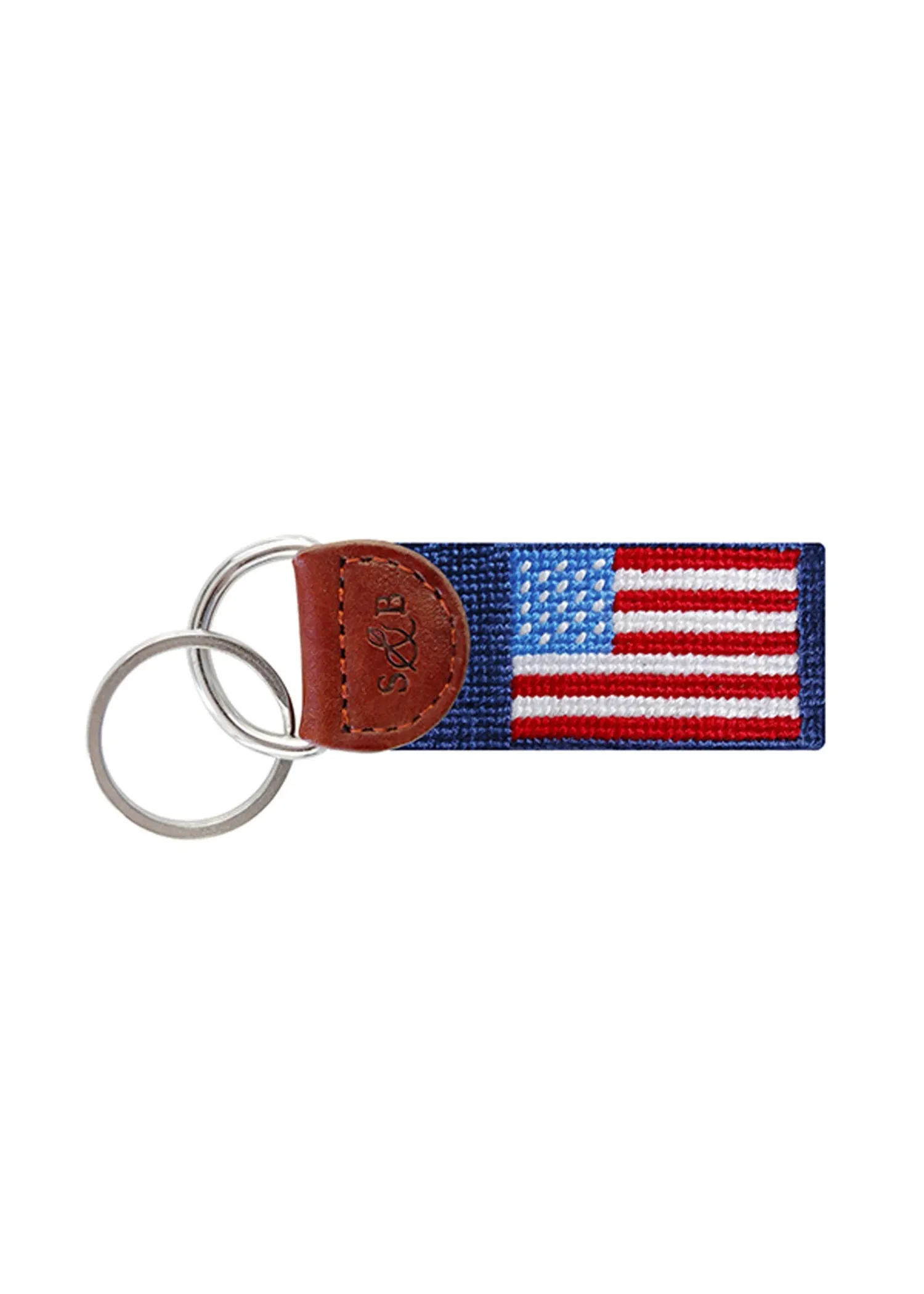 AMERICAN FLAG NEEDLEPOINT KEY FOB - NAVY