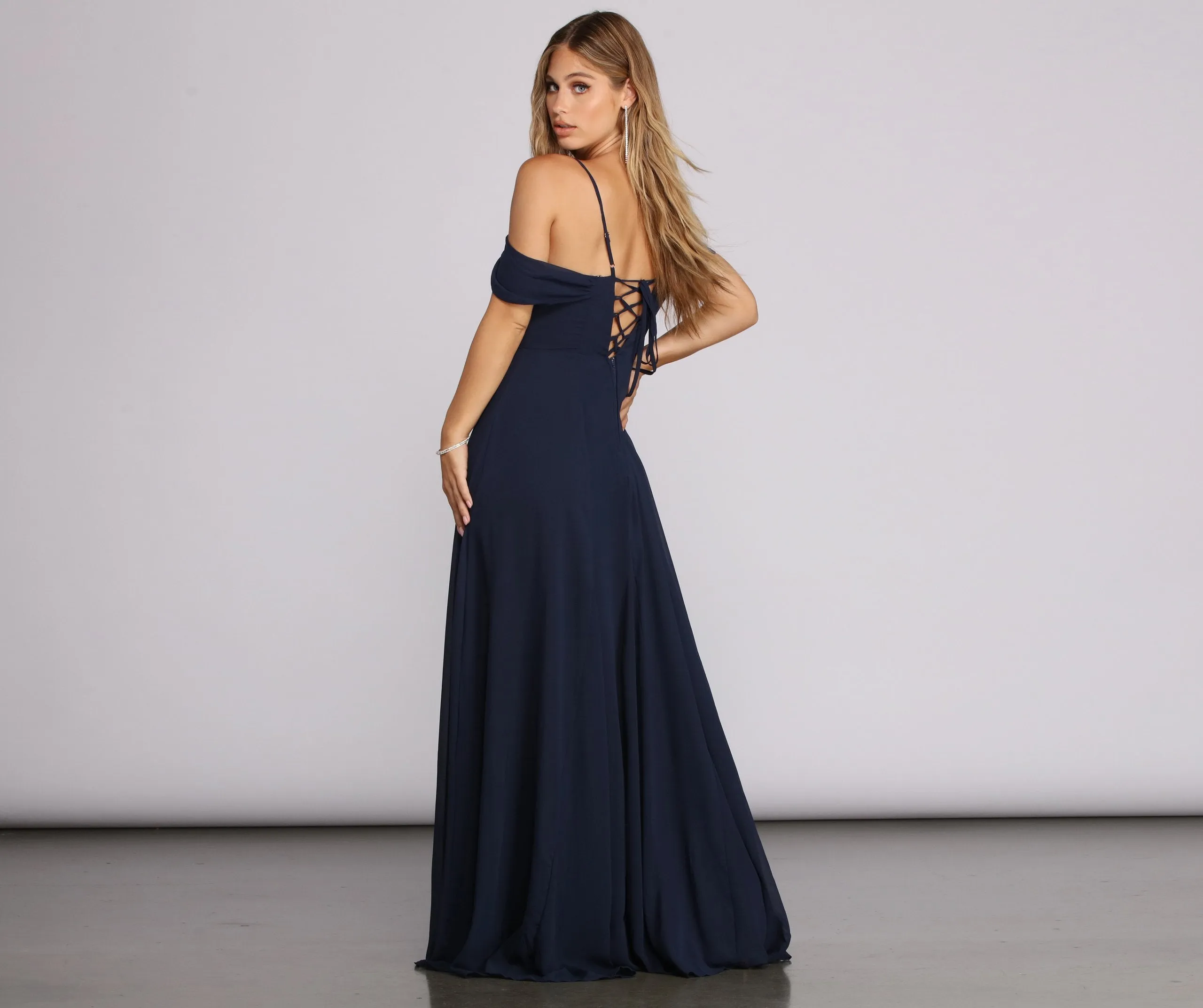 Arianne Lattice Stylish Back Chiffon Gown