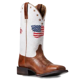 Ariat Ladies Circuit Patriot Crackle White Square Toe Boots 10040400