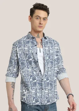 Art Deco White Printed Shirt