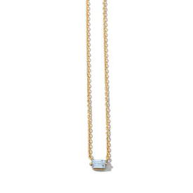 Baguette Mini Necklace, Aquamarine, 9kt Yellow Gold