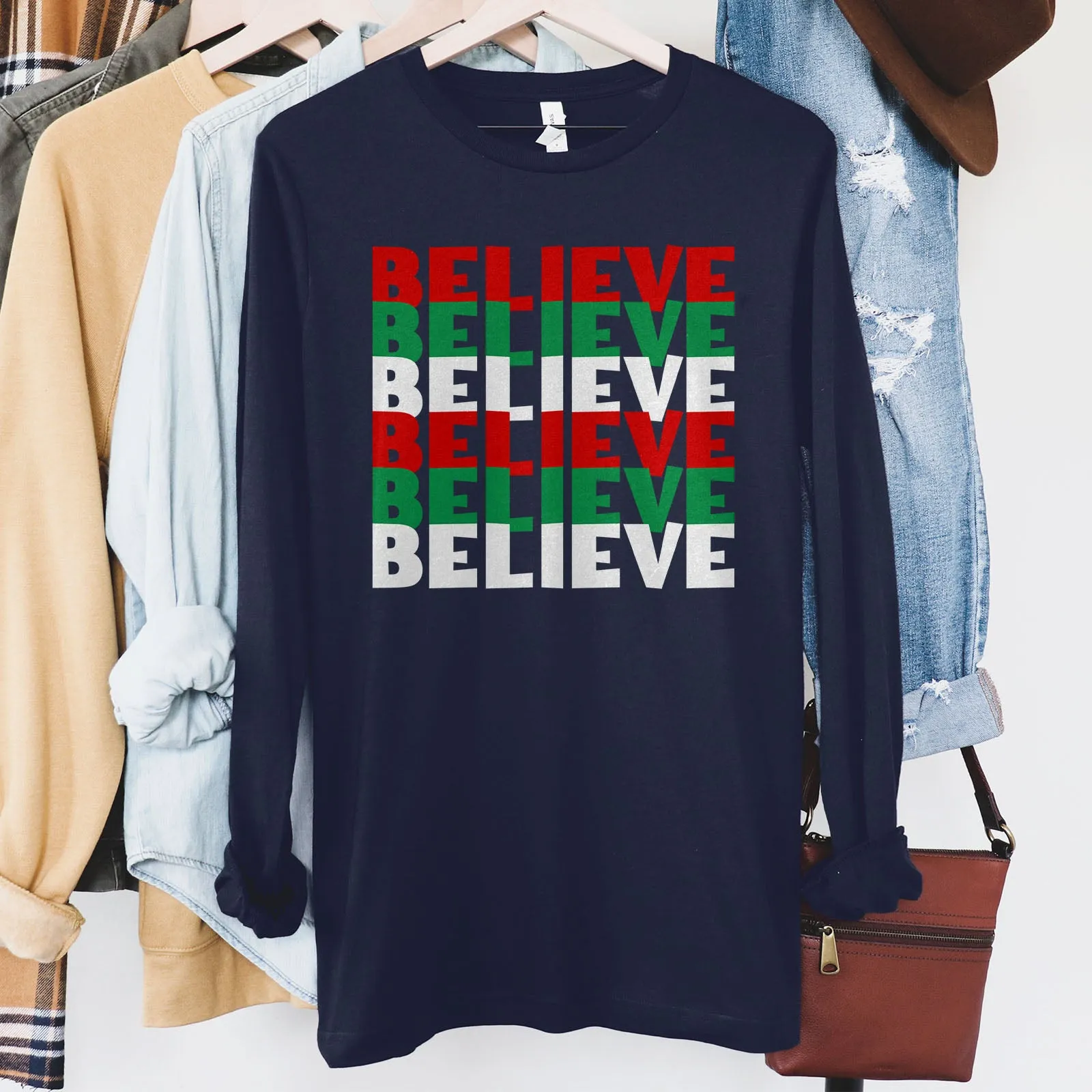 Believe Christmas Colors Long Sleeve