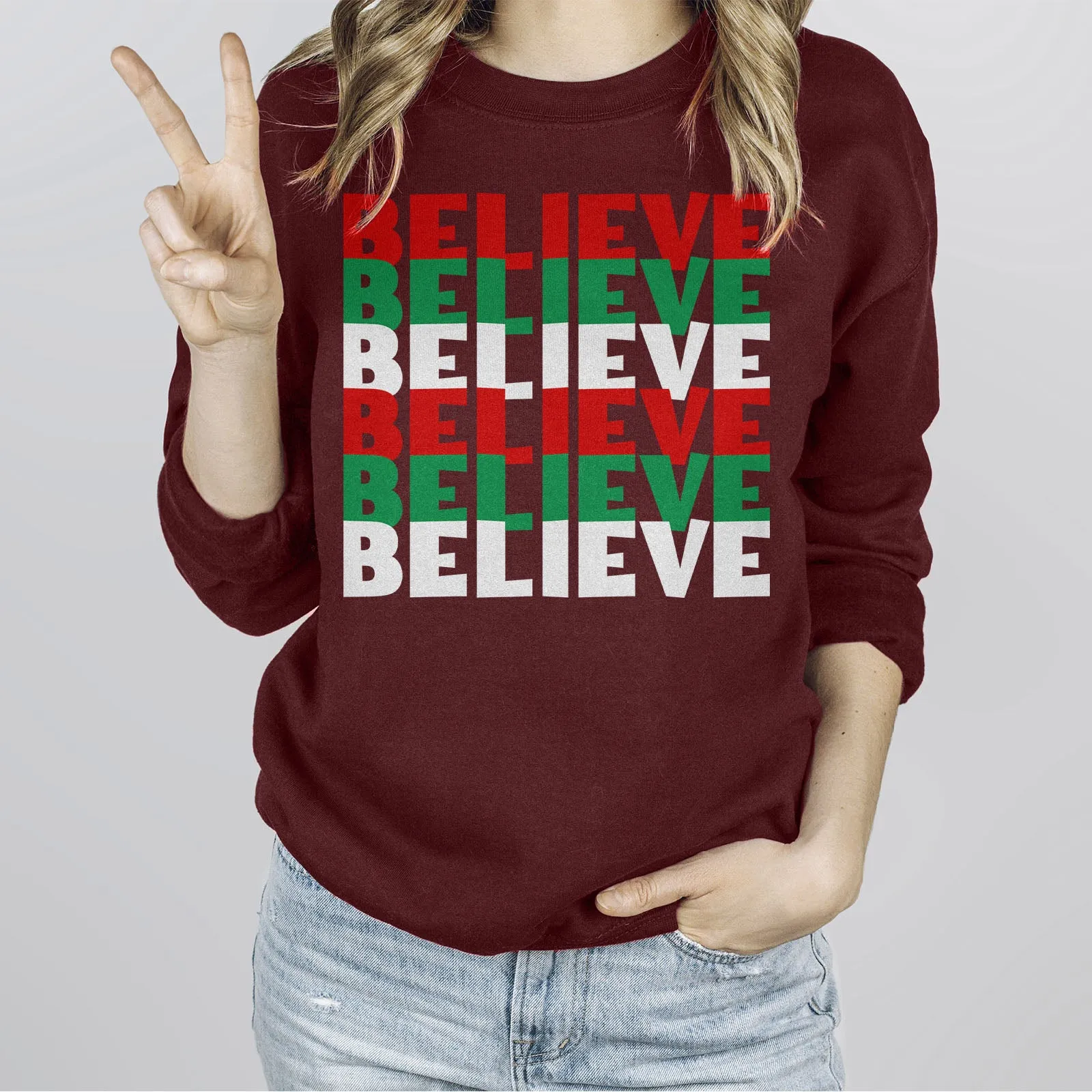 Believe Christmas Colors Long Sleeve