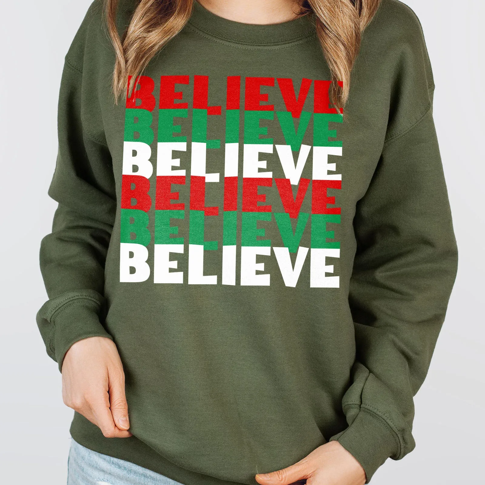 Believe Christmas Colors Long Sleeve