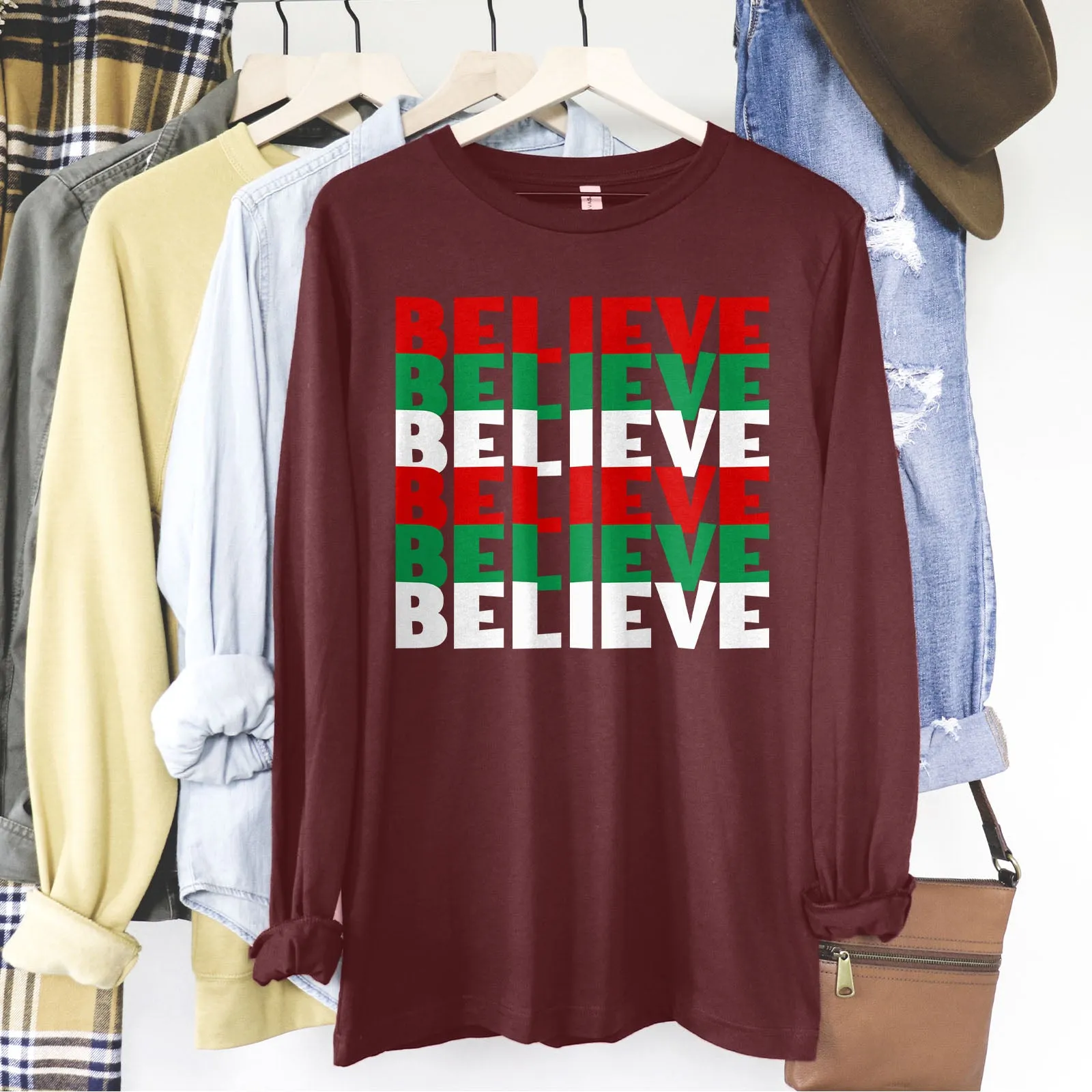 Believe Christmas Colors Long Sleeve