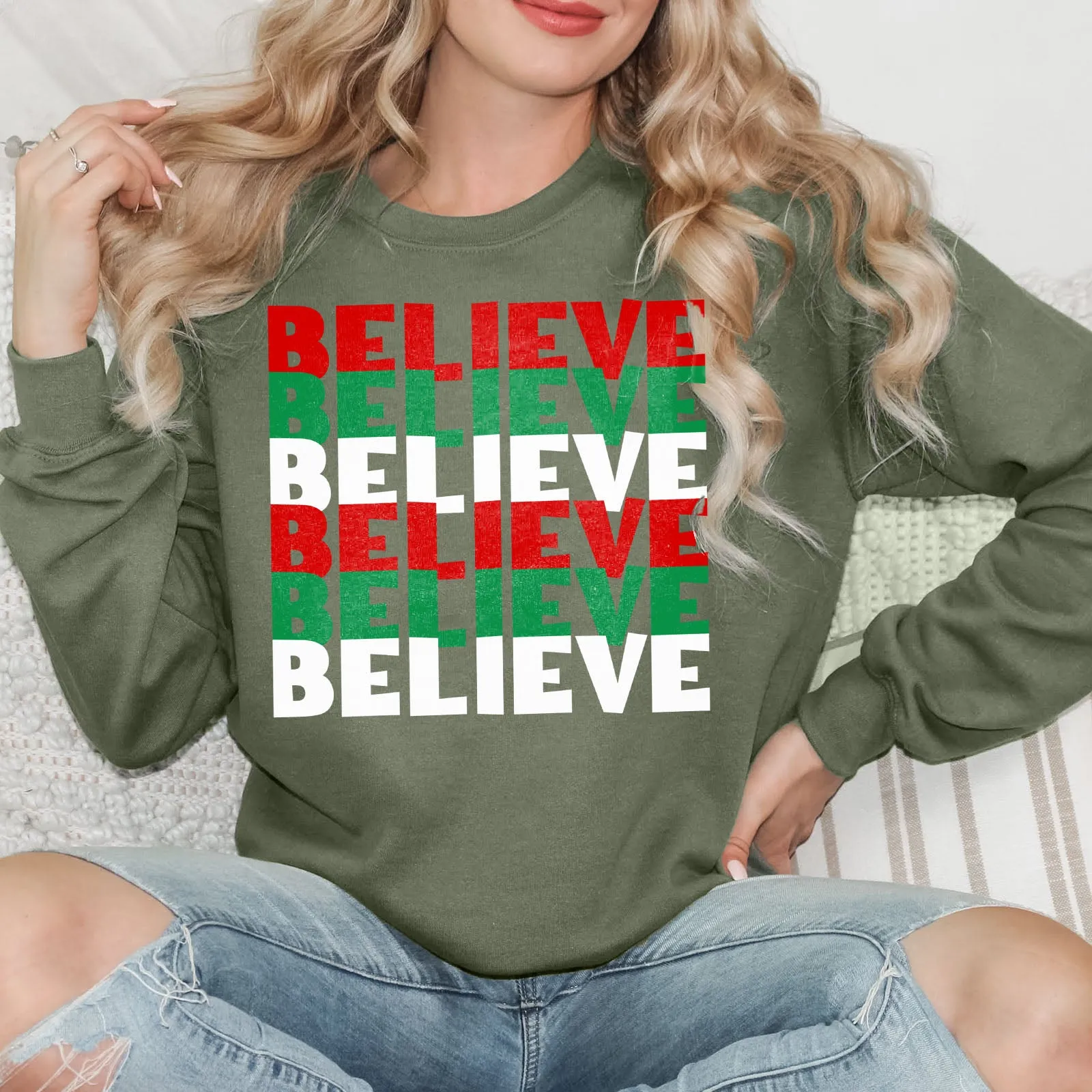 Believe Christmas Colors Long Sleeve