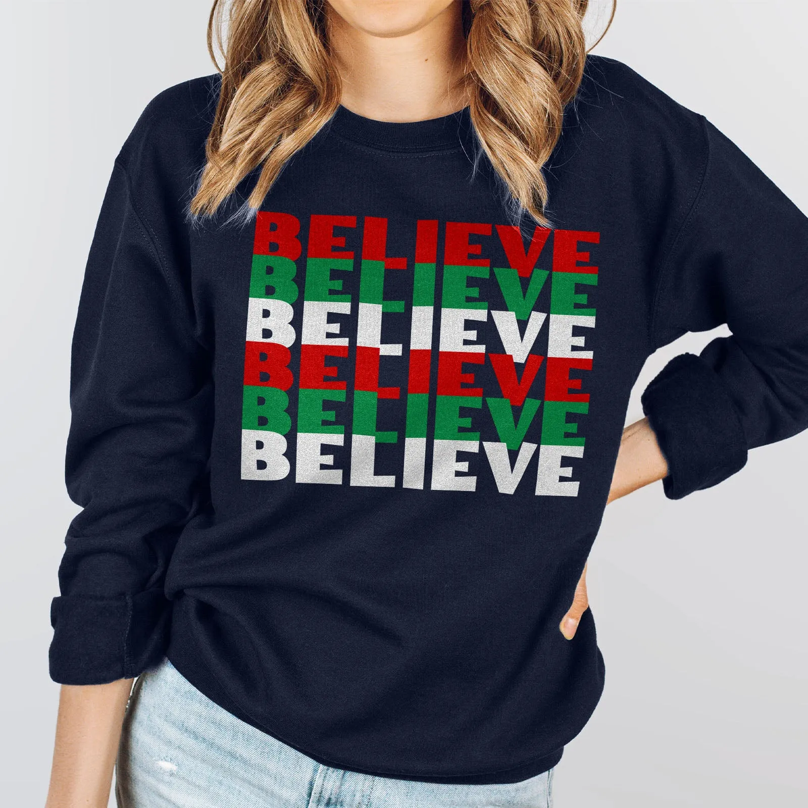 Believe Christmas Colors Long Sleeve