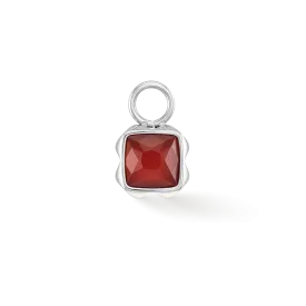 Birthstone January Charm Red Agate Silver