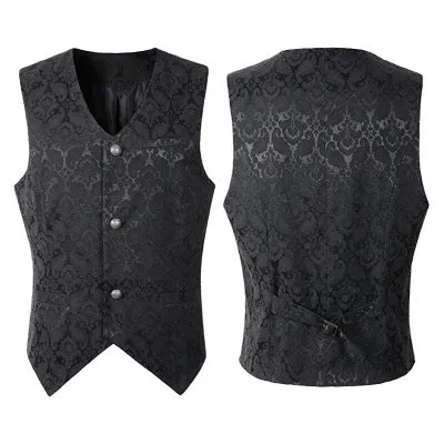 Black Men's Jacquard Waistcoat