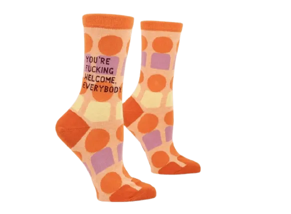 Blue Q Women's "You're F**king Welcome" Crew Socks