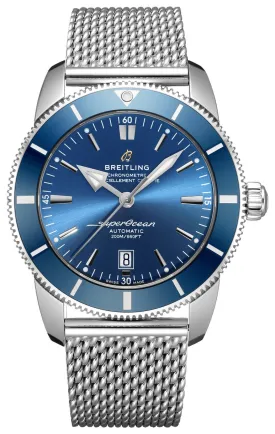 Breitling Superocean Heritage Automatic Chronometer Stainless Steel Mesh Blue Dial Date Divers Mens Watch Special Edition AB2020161C1A1