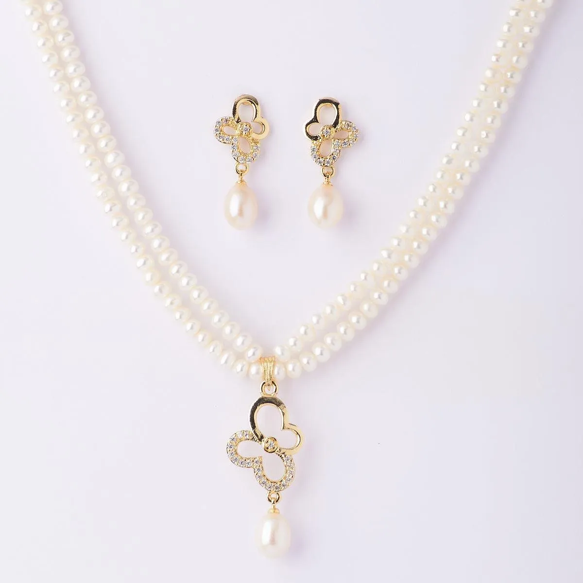 Butterfly Real Pearl Necklace Set