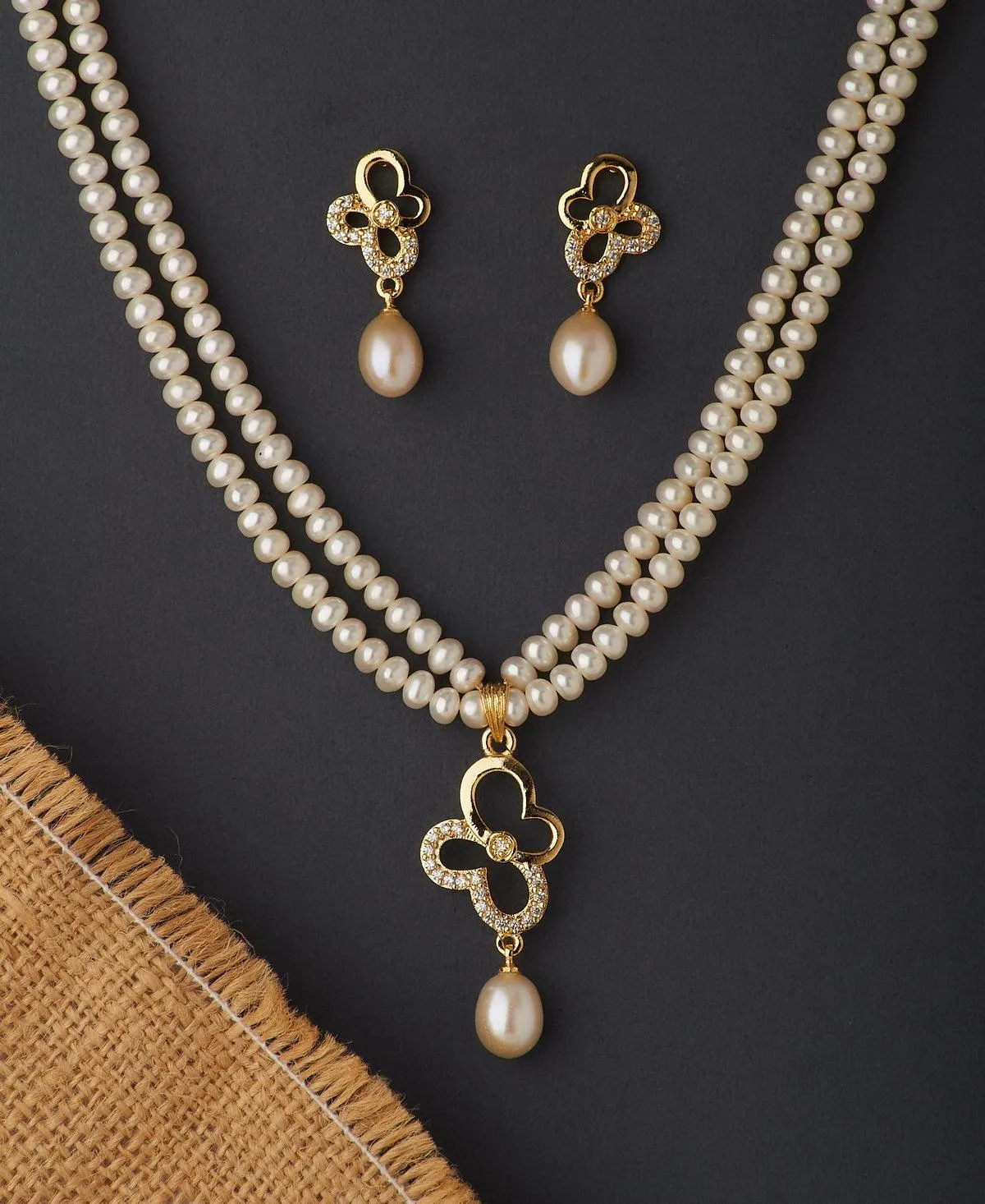 Butterfly Real Pearl Necklace Set