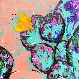 Cactus in abstract painting