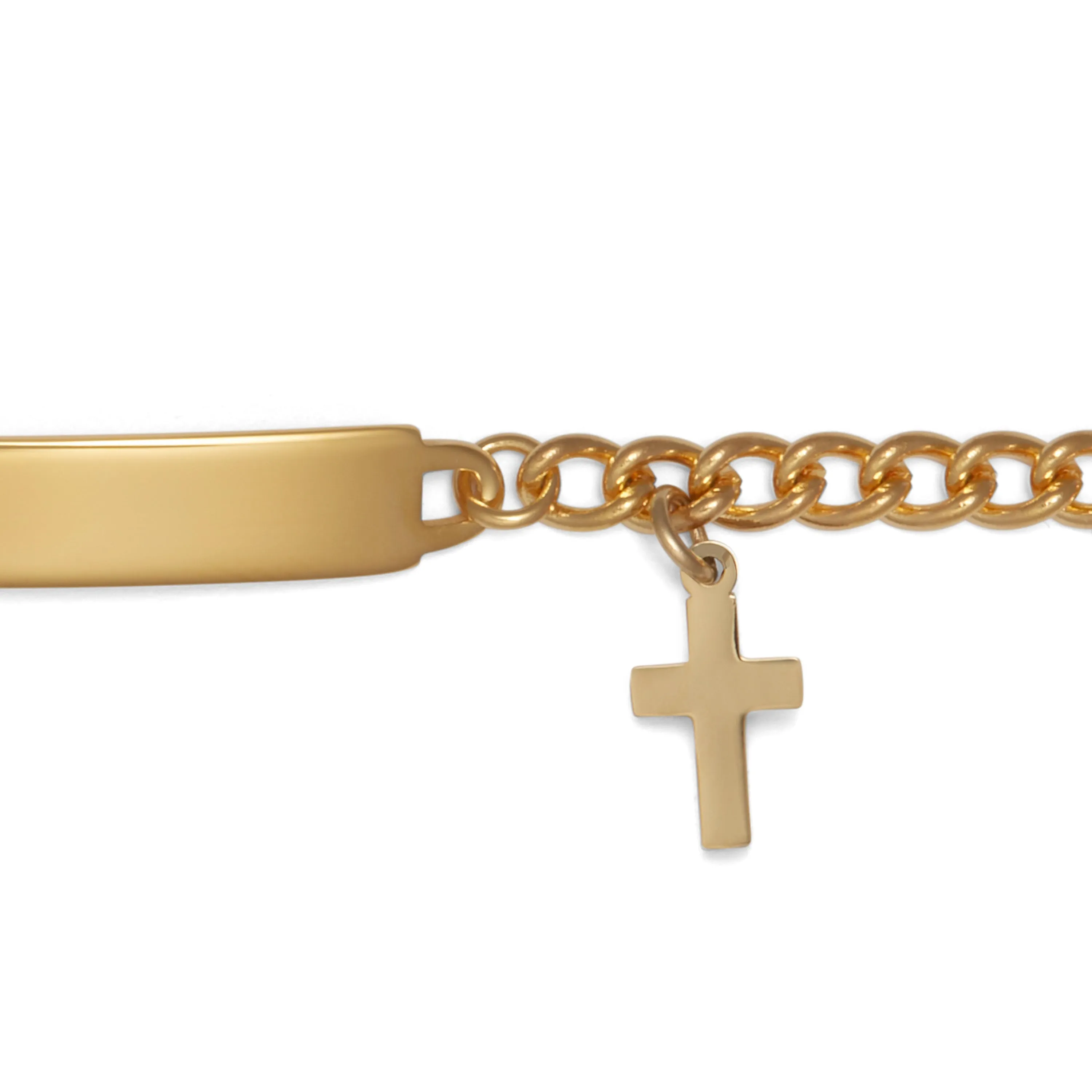 Childrens ID Bracelet with Plaque and Cross Charm