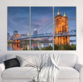 Cincinnati Bridge at Dusk Wall Art