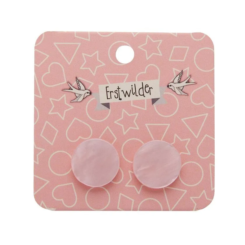 Circle Textured Resin Stud Earrings - Light Pink