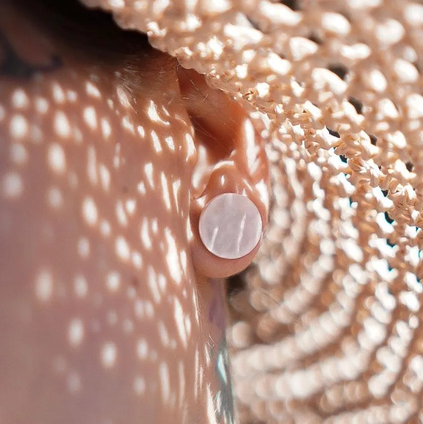 Circle Textured Resin Stud Earrings - Light Pink