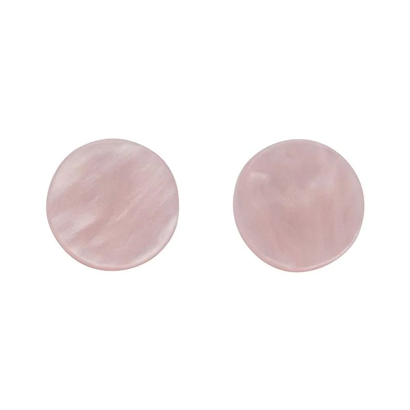 Circle Textured Resin Stud Earrings - Light Pink