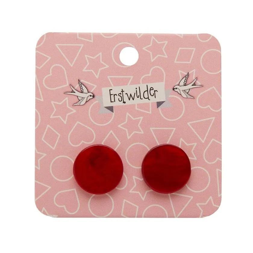 Circle Textured Resin Stud Earrings - Red