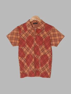 Comme des Garcons Homme Plus SS2001 orange check leaf pattern polo shirt