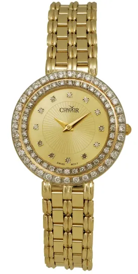 Condor 14kt Gold & Diamond Womens Luxury Swiss Watch Quartz CDRVCH