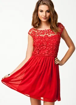 Crochet Babydoll Dress Red