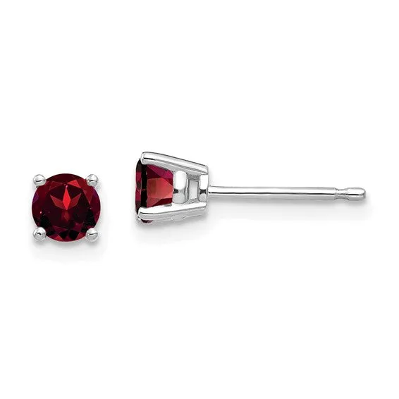 Dainty Basket-Set Garnet Stud Earrings, 0.5 cttw