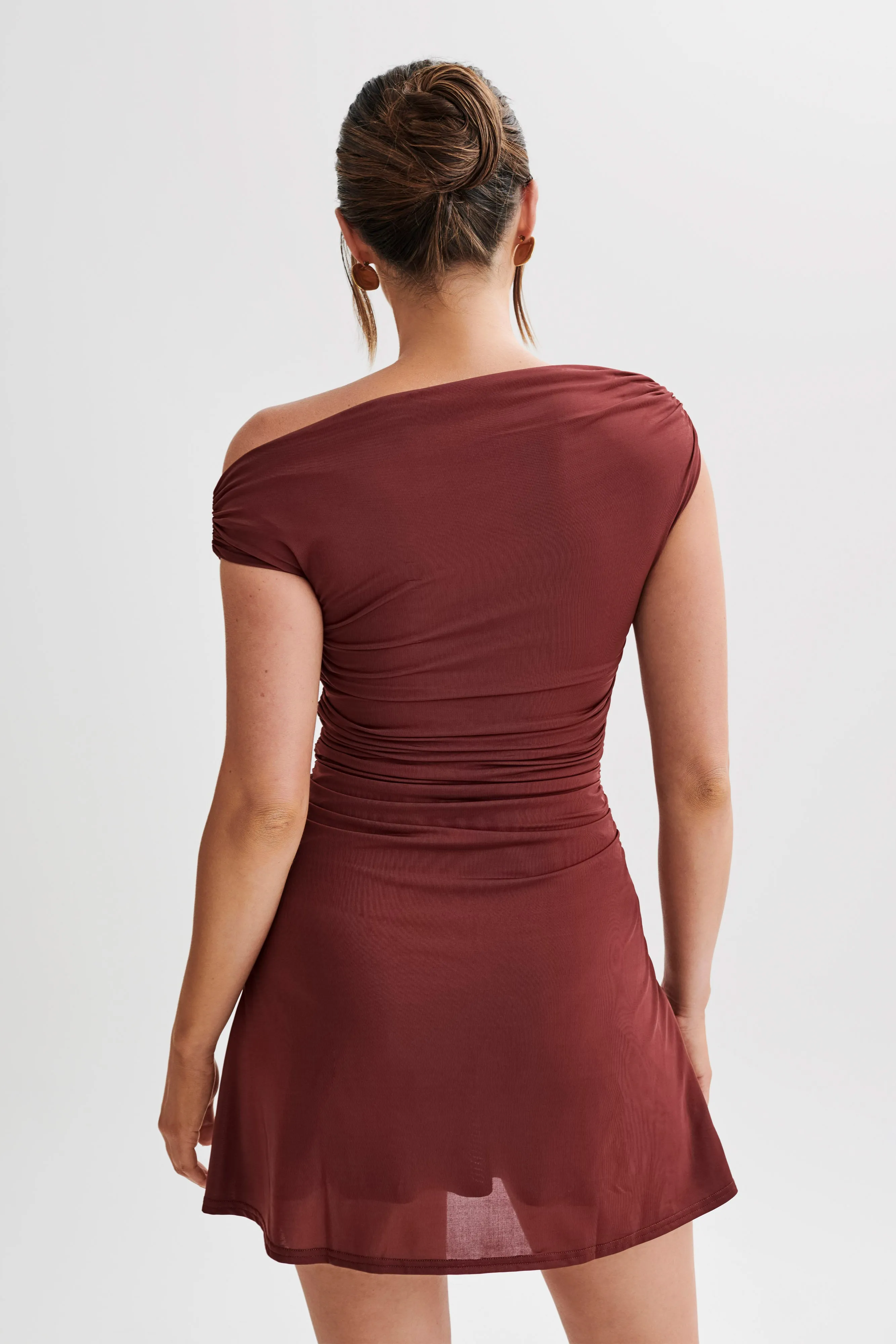 Dakoda Slinky Off Shoulder Mini Dress - Wine