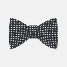 Diamond Black and White Silk Bow Tie