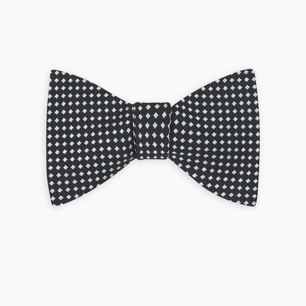 Diamond Black and White Silk Bow Tie