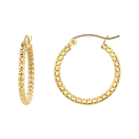 Diamond Cut Bead Hoop Earrings