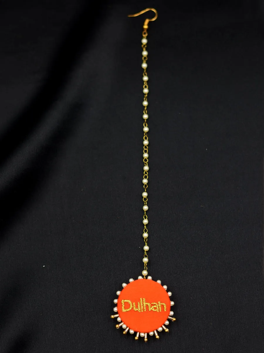 Dulhan Pearl Embroidered Maang Tikka