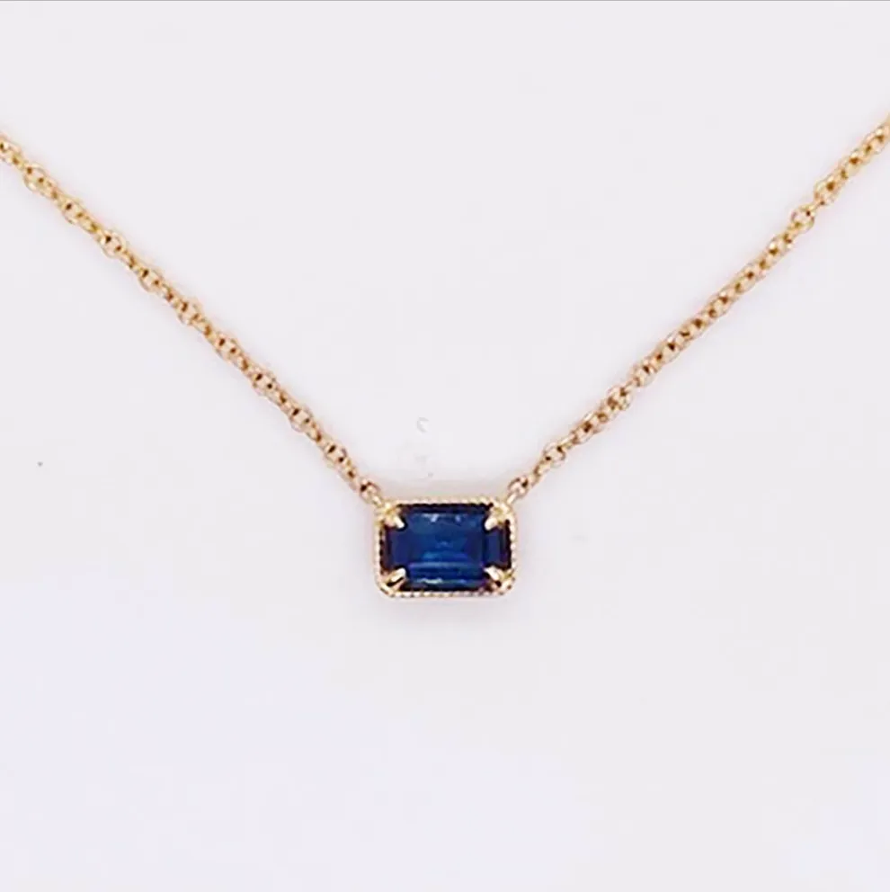 Emerald Cut Sapphire Necklace