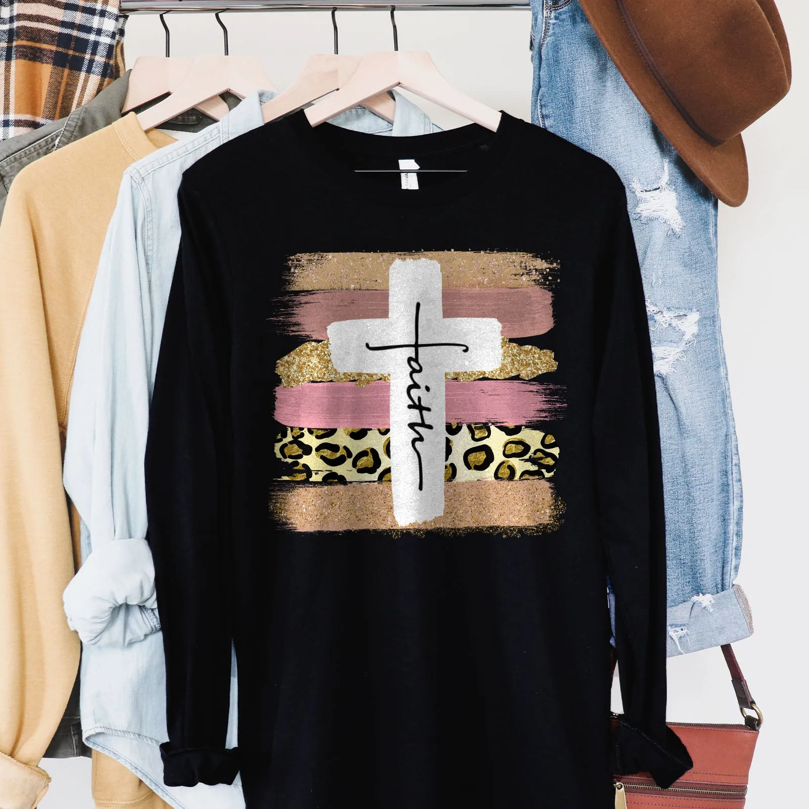 Faith Cross Paint Swipe Long Sleeve