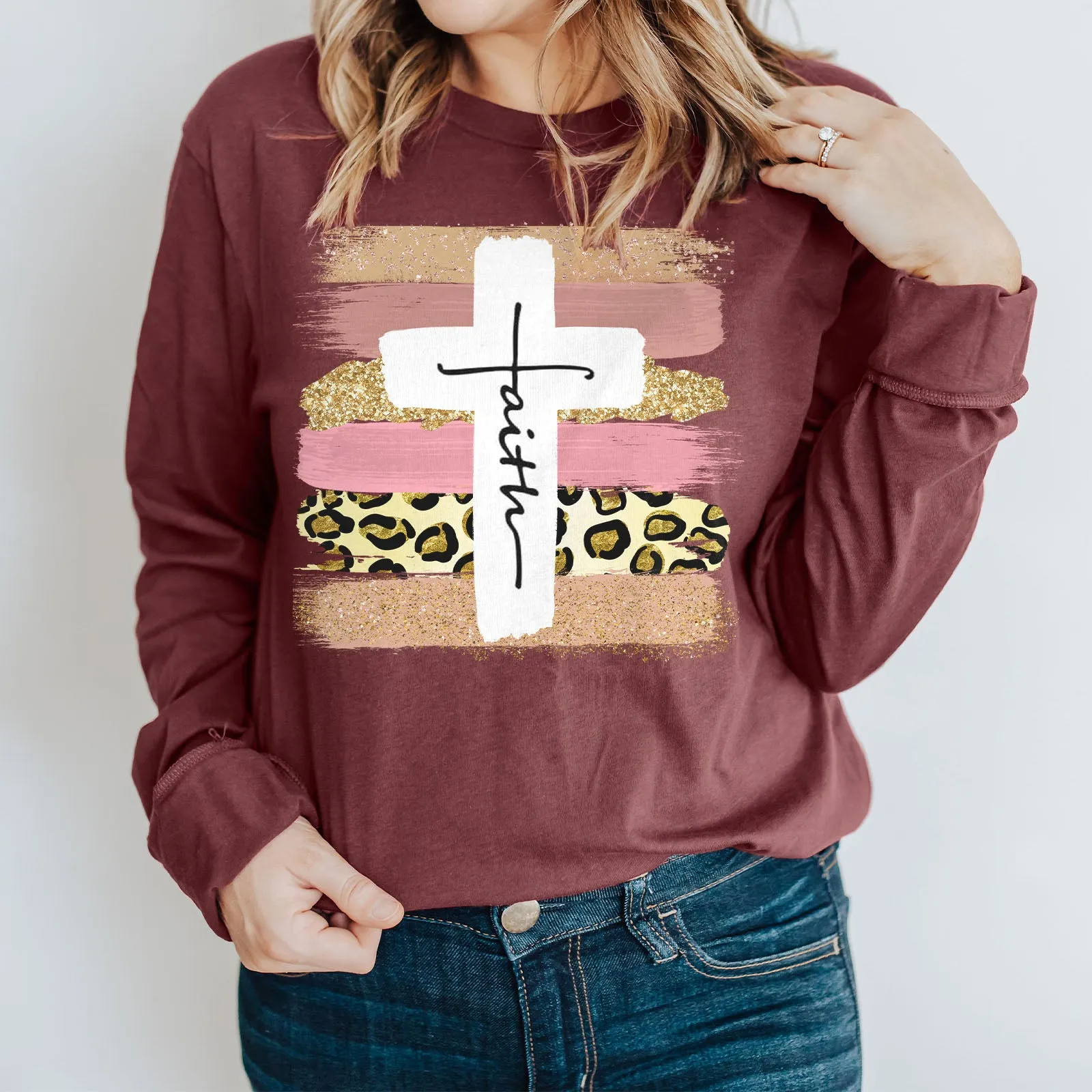 Faith Cross Paint Swipe Long Sleeve