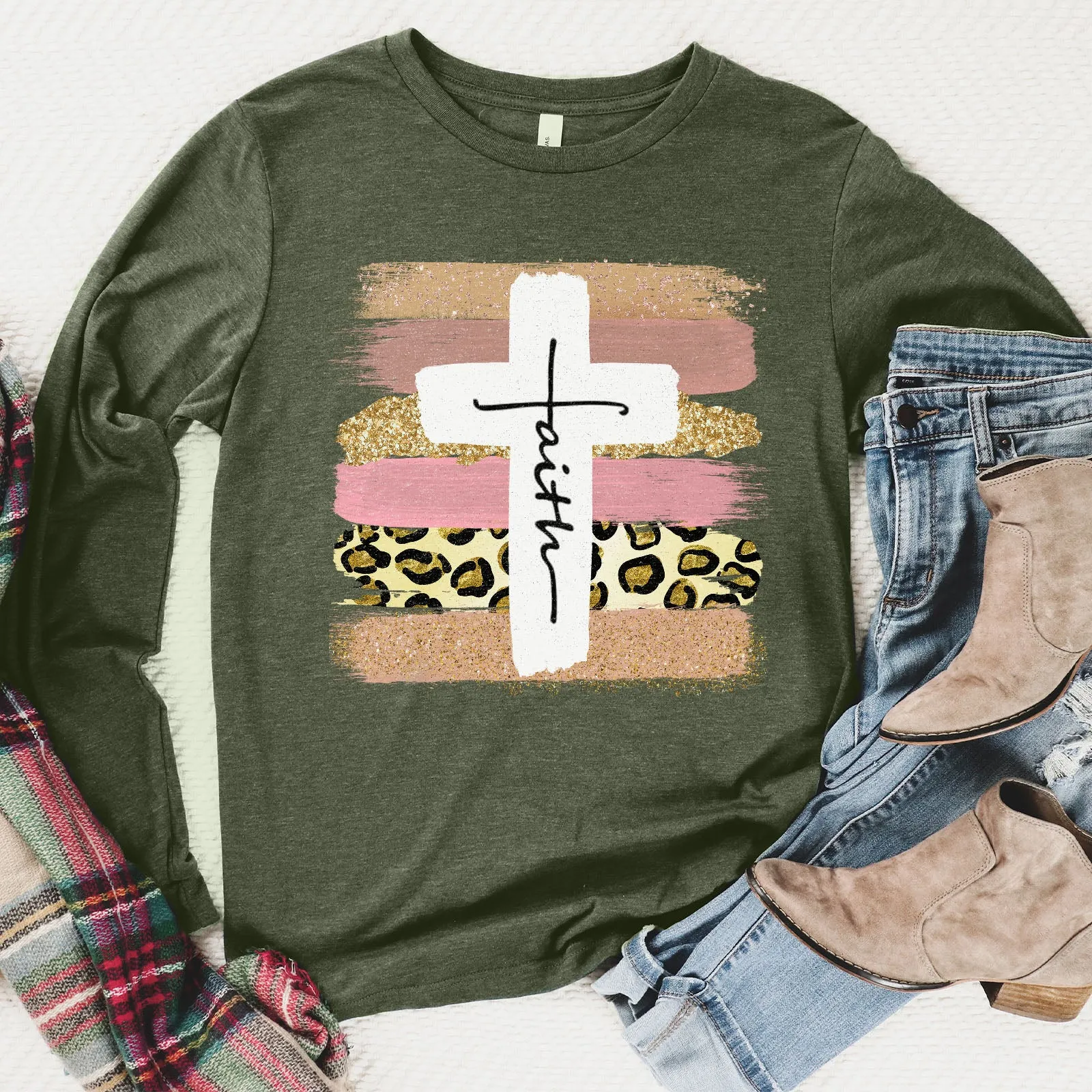 Faith Cross Paint Swipe Long Sleeve