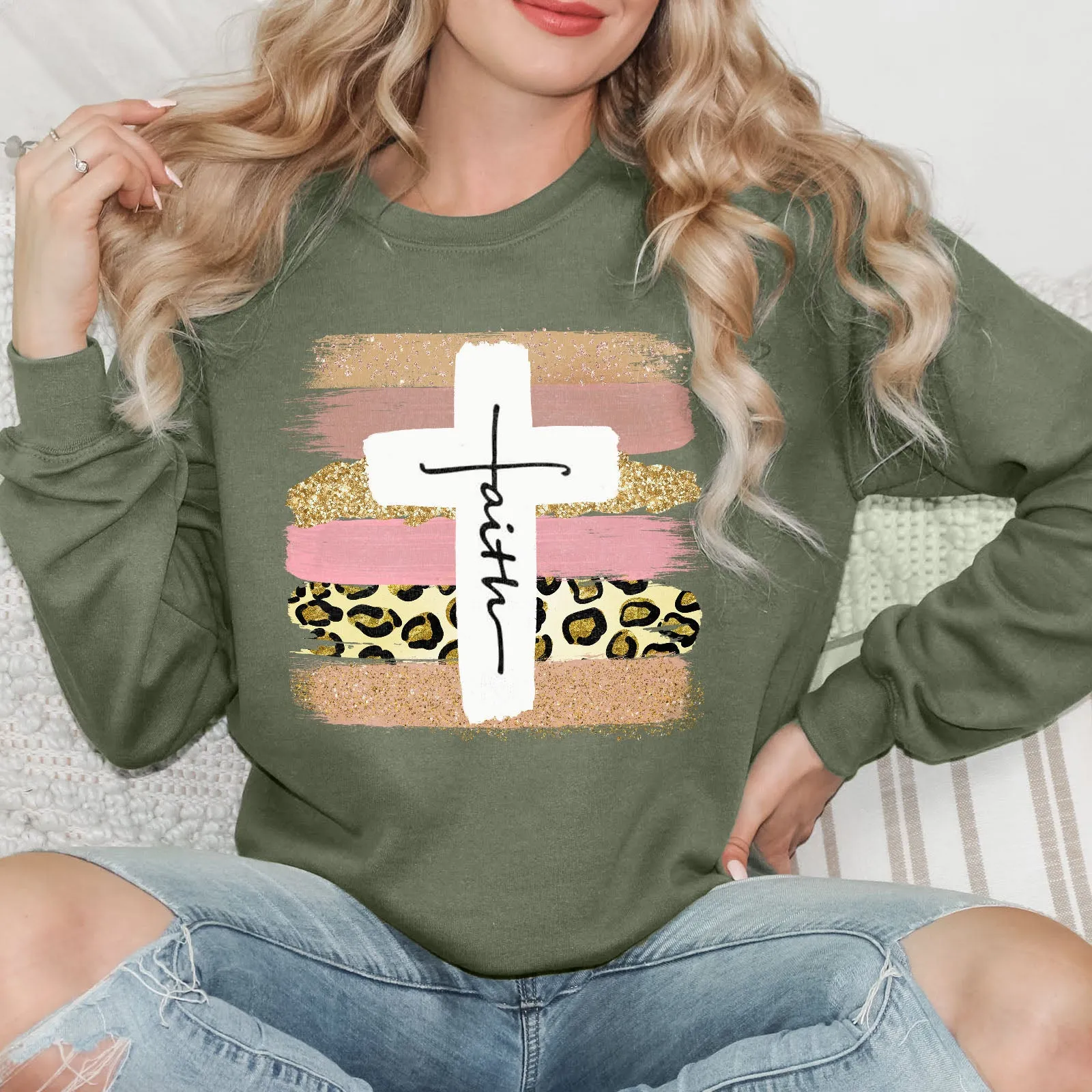 Faith Cross Paint Swipe Long Sleeve