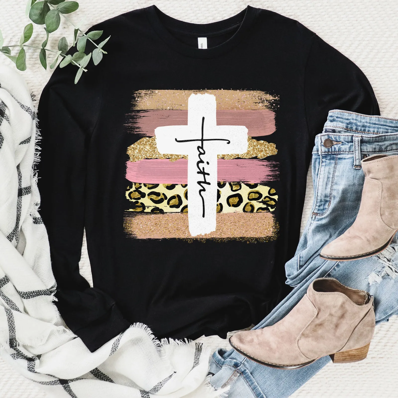 Faith Cross Paint Swipe Long Sleeve